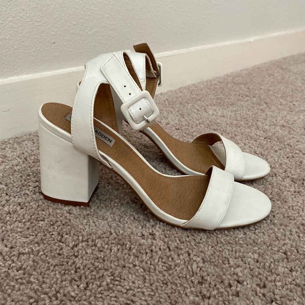 Steve Madden White Block Heel
